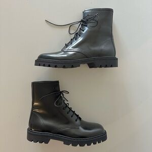 NEW The Row Ranger Lace Up Combat Boots Black Leather 38 US 8
